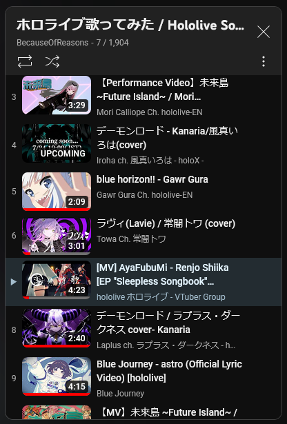 Table of converted VTuber video data